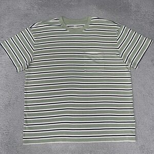 Gap Everyday Soft Pocket T Shirt Men Sz XL Desert Sage Striped Original Crew Tee